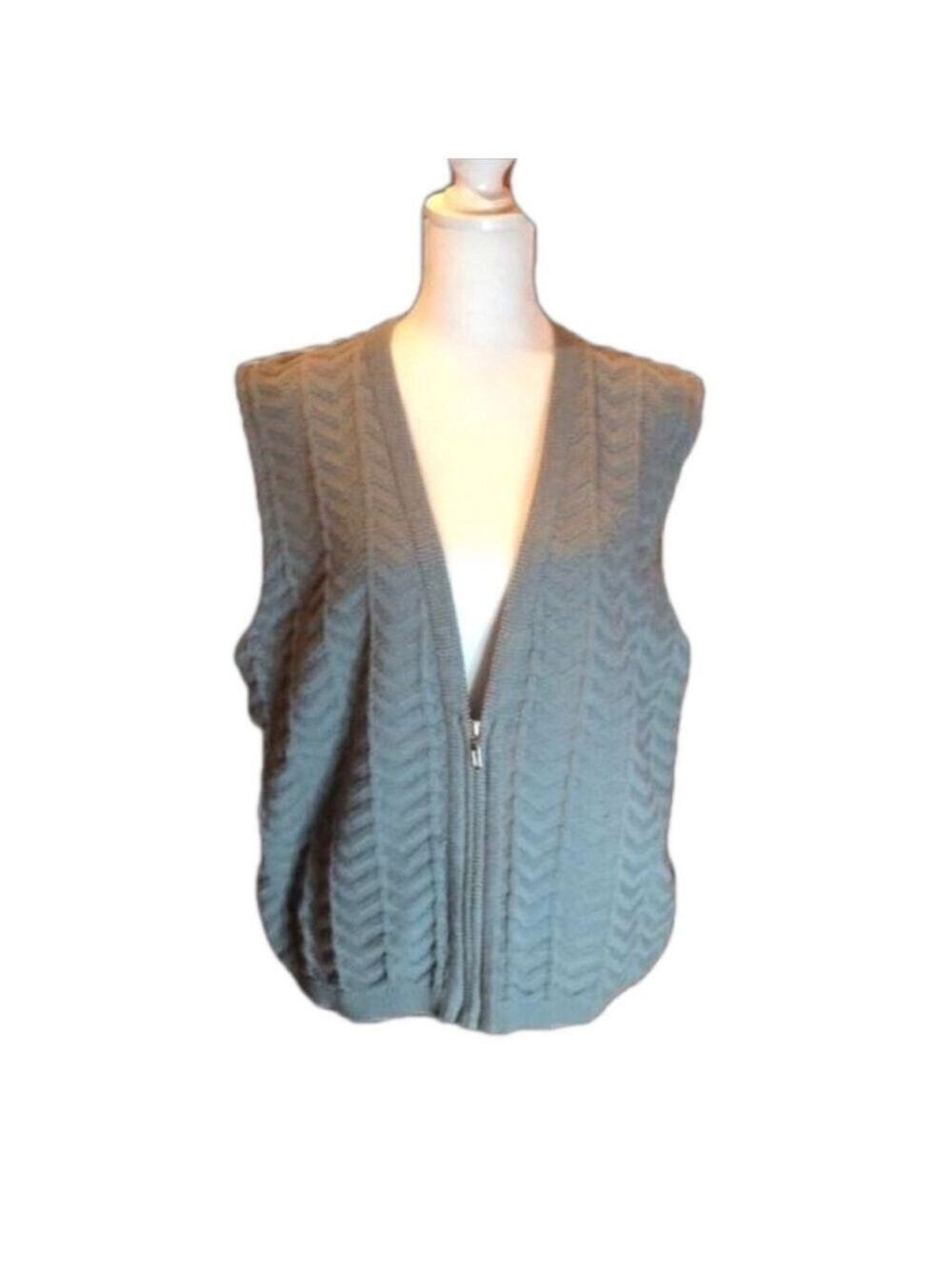 EASTBROOK Clothing Company Zip Front Gray Cable Knit Golf Vest Size M - Picture 3 of 9